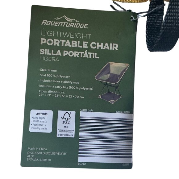 Portable Lightweight Camping Chair with Floor Stability Mat & Carry Bag w/Handle - Picture 9 of 10